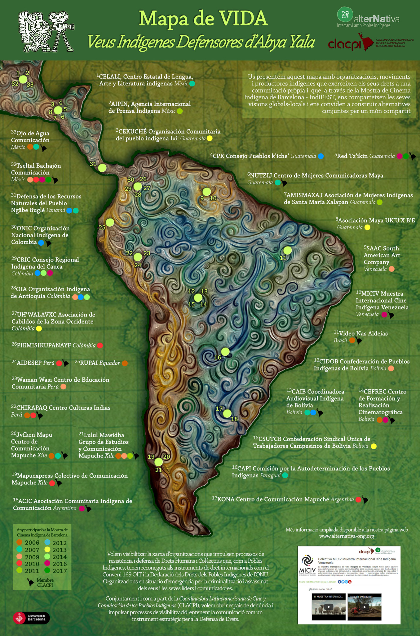 Mapa VIDA - Veus Indígenes Defensores d'Abya Yala