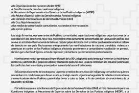 COMUNICADO CONTINENTAL DE LOS PUEBLOS DEL ABYA YALA EN TORNO A LA SITUACIÓN EN BOLIVIA